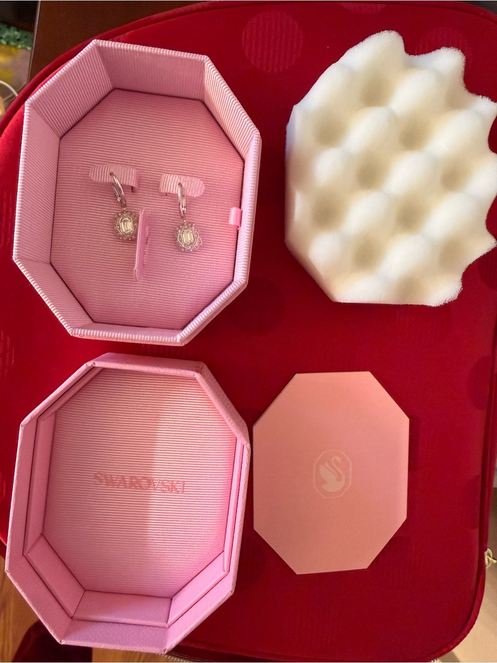 Swarovski Clear Crystal Drop Earrings with Pink Box - Picture 5 of 6